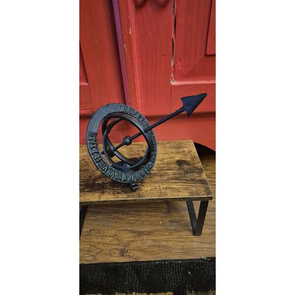Cast Iron Nautical Celestial Sun Dial Roman Numeral Indoor Outdoor Sculpture EUC - Picture 1 of 3